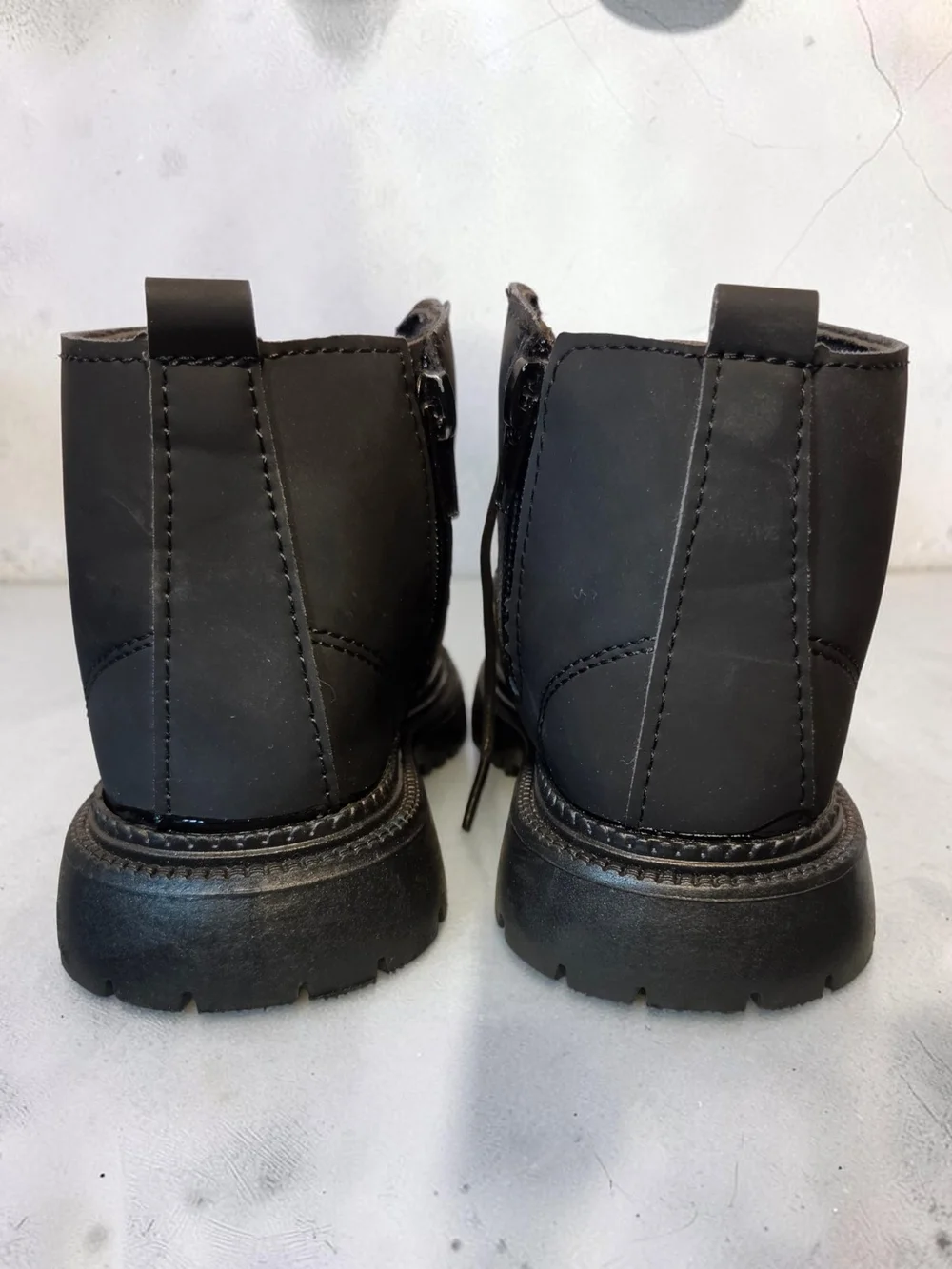 Kids Black Lace-Up Combat Boots **
